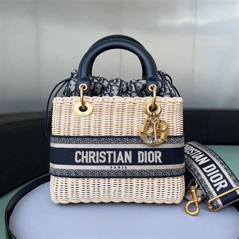 dior bucket bag white|Dior wicker bag.